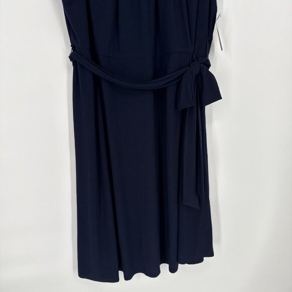 New Jessica Howard Plus Size 22W Navy Blue Keyhole Fit & Flare Dress Jersey Knit - Picture 7 of 12
